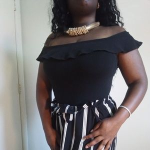 Black off the shoulder bodysuit